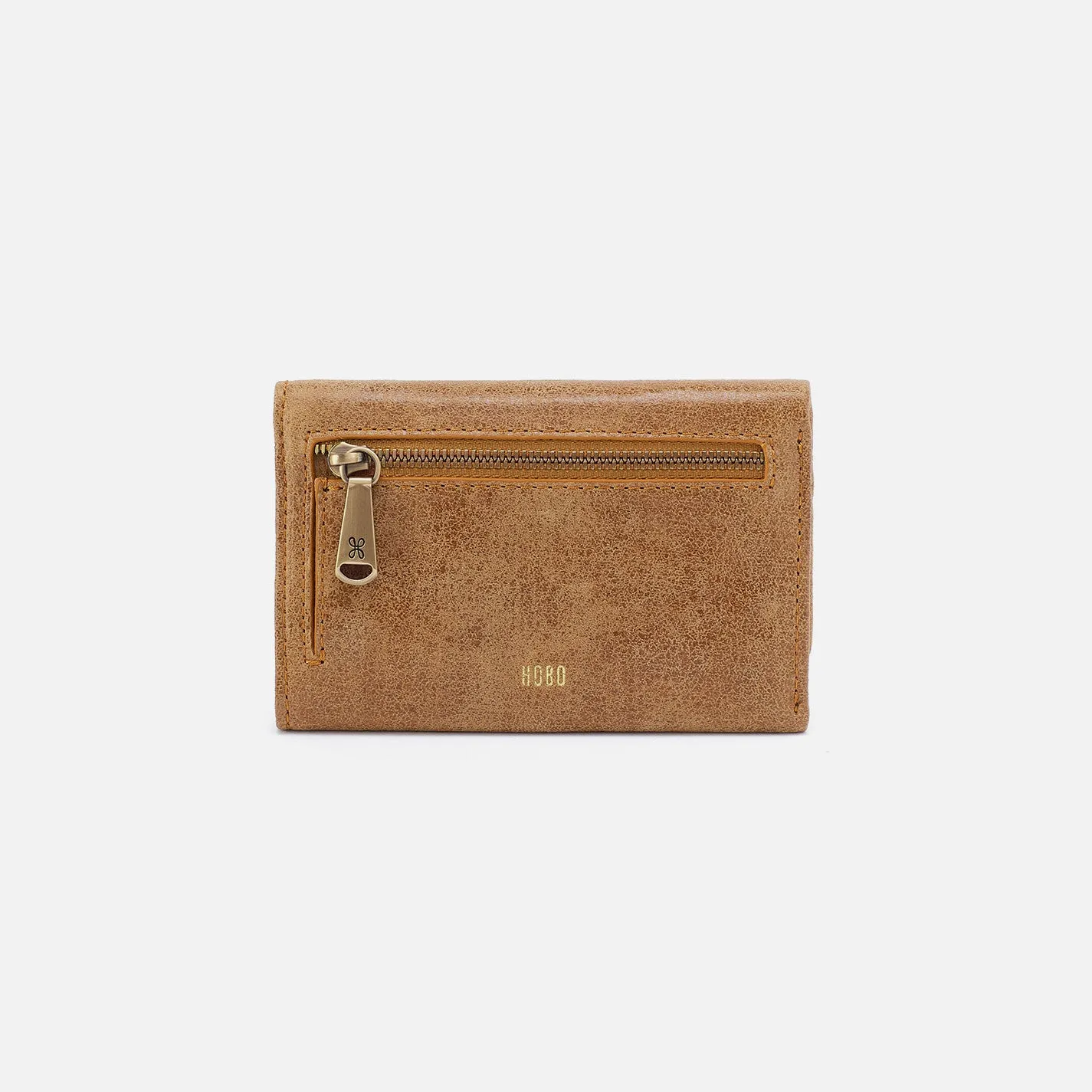 Jill Trifold Wallet In Buffed Leather - Whiskey
