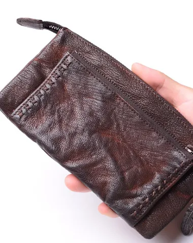 Leather biker Long trucker wallet leather chain men Coffee biker long wallet
