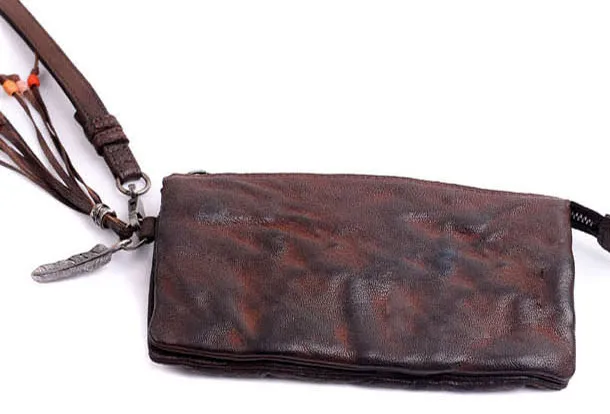 Leather biker Long trucker wallet leather chain men Coffee biker long wallet