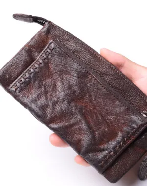 Leather biker Long trucker wallet leather chain men Coffee biker long wallet