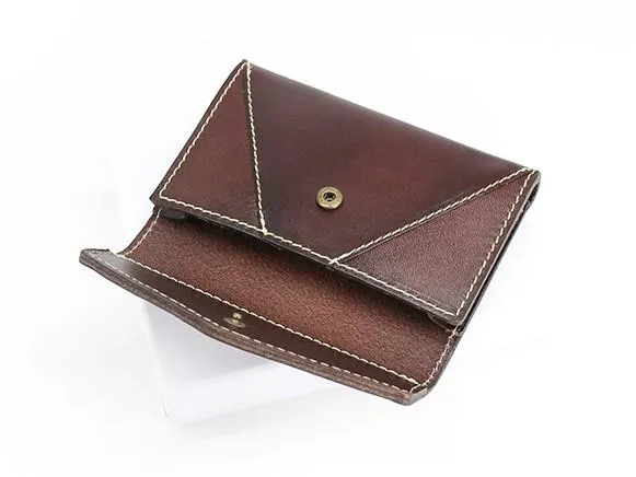 Leather Mens Card Wallet Front Pocket Wallet Envelope Cool Small Change Wallet for Men