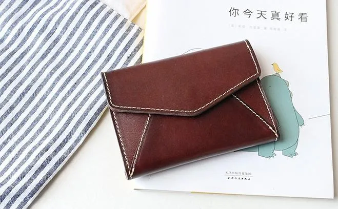 Leather Mens Card Wallet Front Pocket Wallet Envelope Cool Small Change Wallet for Men