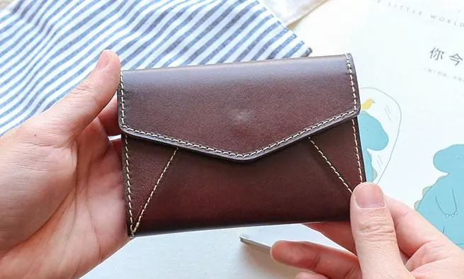 Leather Mens Card Wallet Front Pocket Wallet Envelope Cool Small Change Wallet for Men