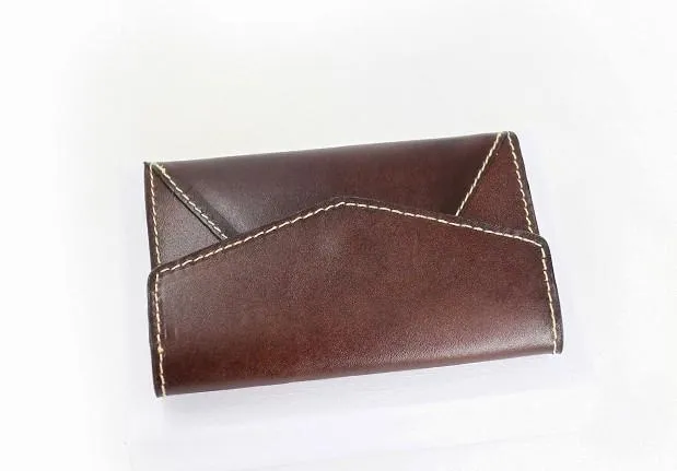 Leather Mens Card Wallet Front Pocket Wallet Envelope Cool Small Change Wallet for Men