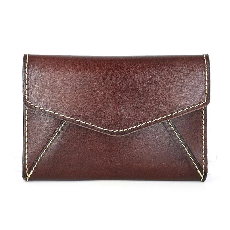 Leather Mens Card Wallet Front Pocket Wallet Envelope Cool Small Change Wallet for Men