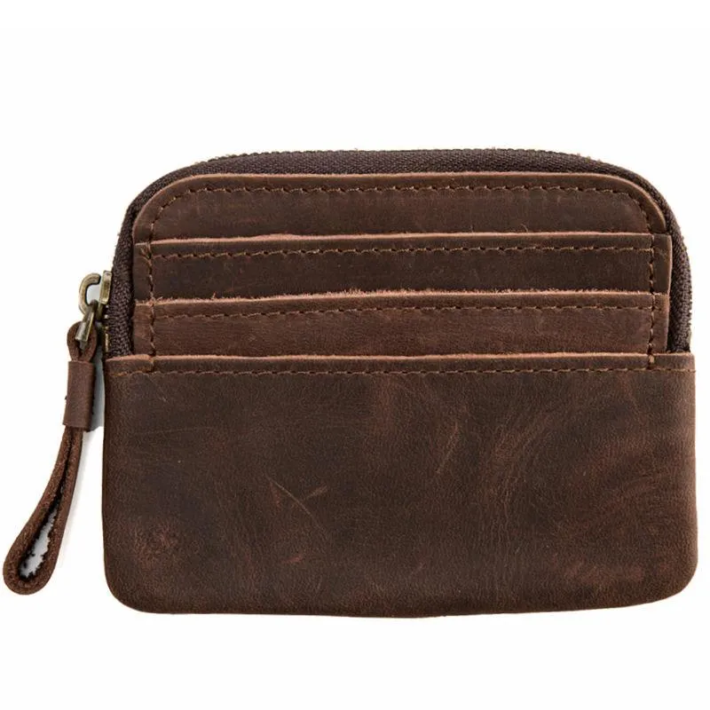 Leather Mens Coin Holders Slim Front Pocket Wallet Change Wallet for Men