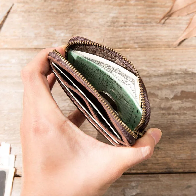 Leather Mens Coin Holders Slim Front Pocket Wallet Change Wallet for Men
