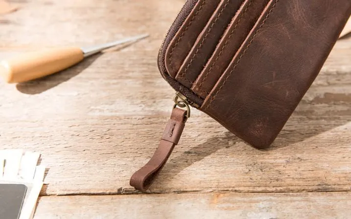 Leather Mens Coin Holders Slim Front Pocket Wallet Change Wallet for Men