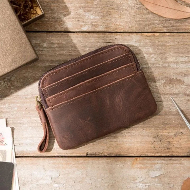 Leather Mens Coin Holders Slim Front Pocket Wallet Change Wallet for Men
