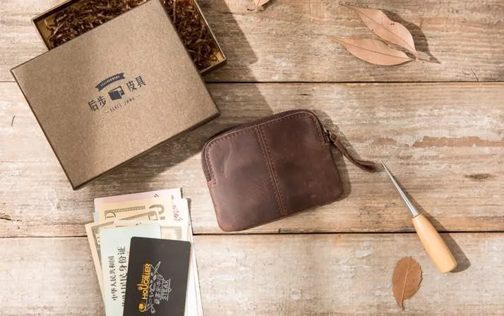 Leather Mens Coin Holders Slim Front Pocket Wallet Change Wallet for Men