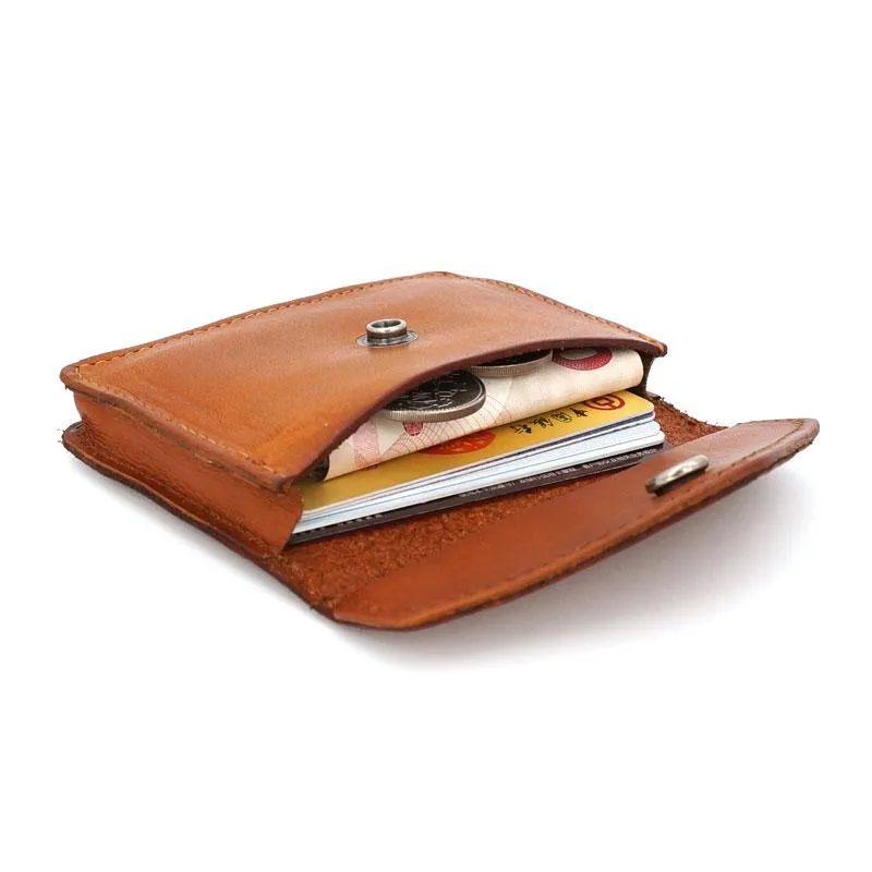 Leather Mens Envelope Front Pocket Wallet Card Wallet Cool Small Change Wallet for Men