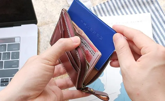 Leather Mens Front Pocket Wallets Small Slim Wallet billfold Card Wallet Change Wallet for Men