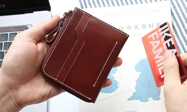 Leather Mens Front Pocket Wallets Small Slim Wallet billfold Card Wallet Change Wallet for Men