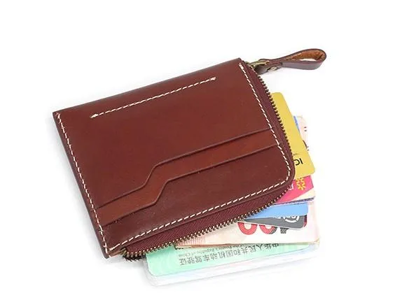 Leather Mens Front Pocket Wallets Small Slim Wallet billfold Card Wallet Change Wallet for Men