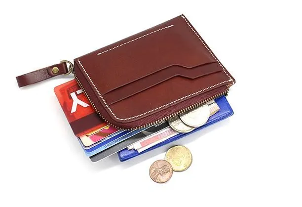 Leather Mens Front Pocket Wallets Small Slim Wallet billfold Card Wallet Change Wallet for Men