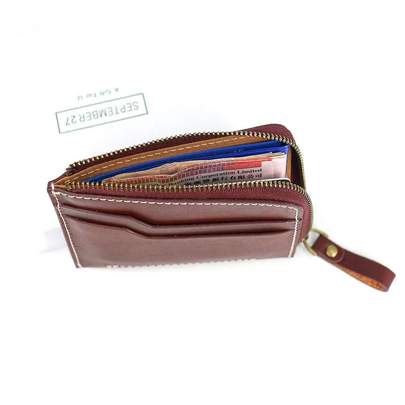 Leather Mens Front Pocket Wallets Small Slim Wallet billfold Card Wallet Change Wallet for Men