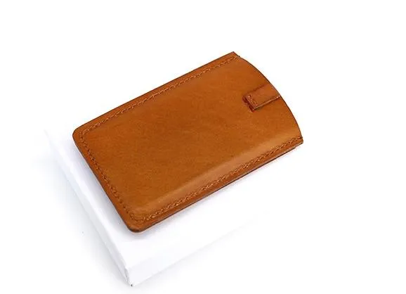 Leather Mens Slim Card Wallet Front Pocket Wallet Small Change Wallets for Men