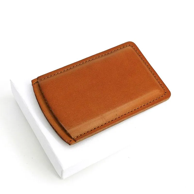 Leather Mens Slim Card Wallet Front Pocket Wallet Small Change Wallets for Men