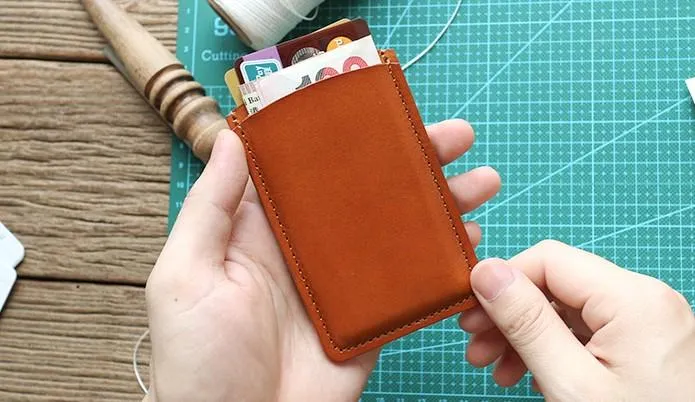 Leather Mens Slim Card Wallet Front Pocket Wallet Small Change Wallets for Men
