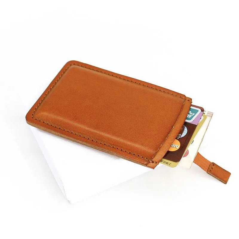 Leather Mens Slim Card Wallet Front Pocket Wallet Small Change Wallets for Men