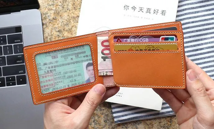 Leather Mens Slim license Wallet Card Wallets Slim Wallet Front Pocket Wallet for Men