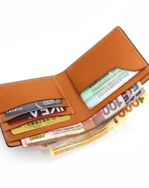 Leather Mens Small Wallet Slim Wallet Front Pocket Wallet billfold Card Wallet for Men