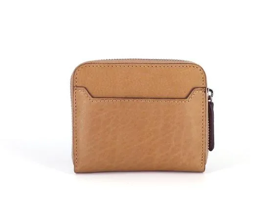 Leather Mens Zipper Front Pocket Wallet Card Wallet Slim billfold Small Change Wallet for Men