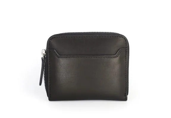 Leather Mens Zipper Front Pocket Wallet Card Wallet Slim billfold Small Change Wallet for Men