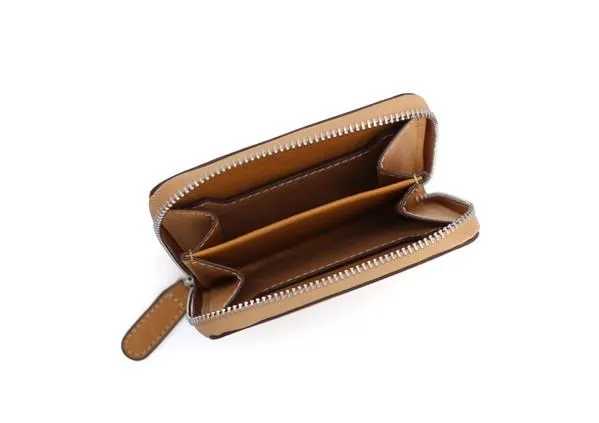 Leather Mens Zipper Front Pocket Wallet Card Wallet Slim billfold Small Change Wallet for Men