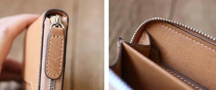 Leather Mens Zipper Front Pocket Wallet Card Wallet Slim billfold Small Change Wallet for Men