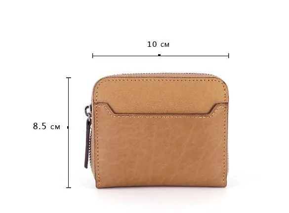 Leather Mens Zipper Front Pocket Wallet Card Wallet Slim billfold Small Change Wallet for Men