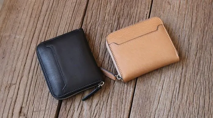 Leather Mens Zipper Front Pocket Wallet Card Wallet Slim billfold Small Change Wallet for Men