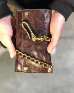 Leather Trifold Wallet on A Chain Trifold Leather Wallets for Men Biker Chain Wallets