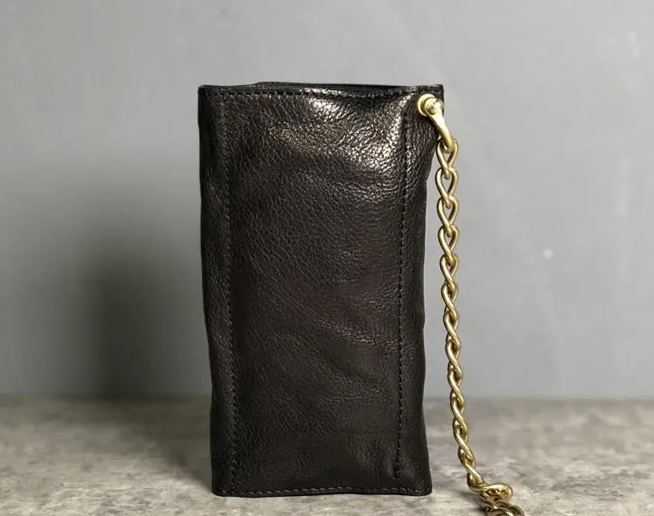 Leather Trifold Wallet on A Chain Trifold Leather Wallets for Men Biker Chain Wallets