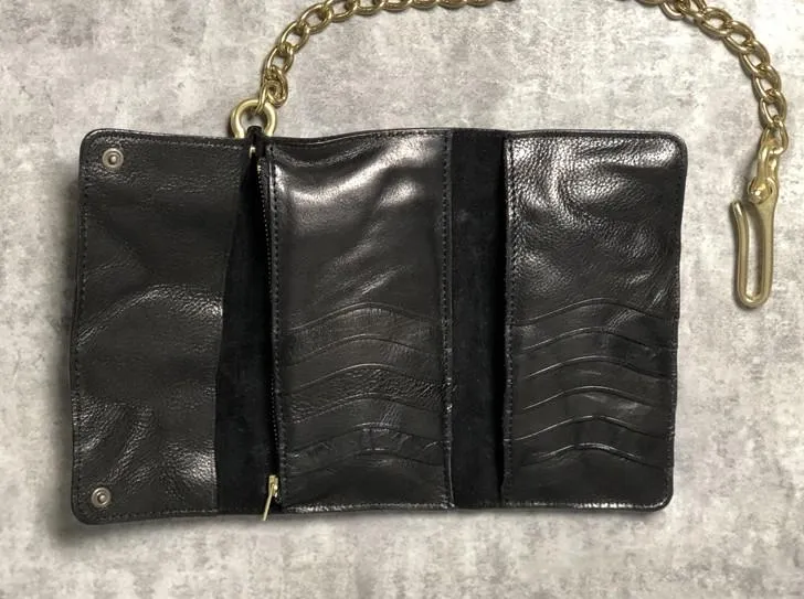 Leather Trifold Wallet on A Chain Trifold Leather Wallets for Men Biker Chain Wallets