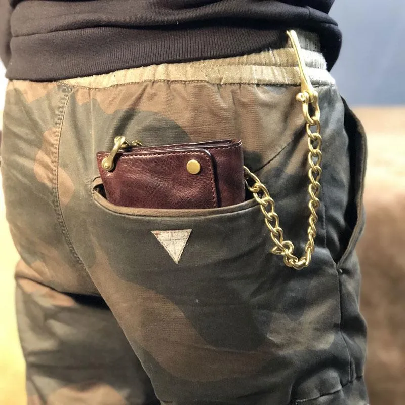 Leather Trifold Wallet on A Chain Trifold Leather Wallets for Men Biker Chain Wallets