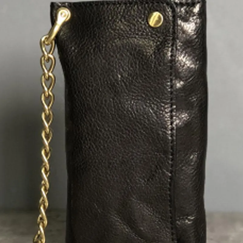 Leather Trifold Wallet on A Chain Trifold Leather Wallets for Men Biker Chain Wallets