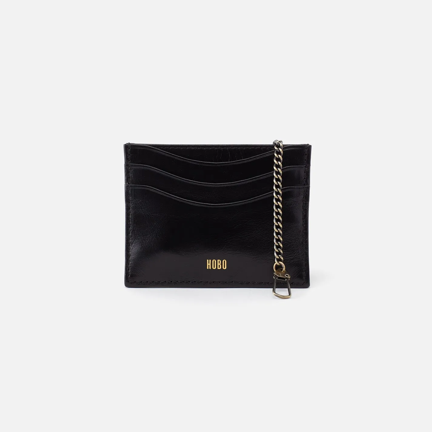 Max Card Case In Polished Leather - Black