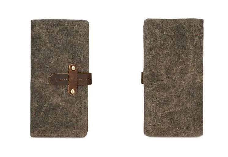 Mens Canvas Long Wallets for men Bifold Cool Men Long Wallet