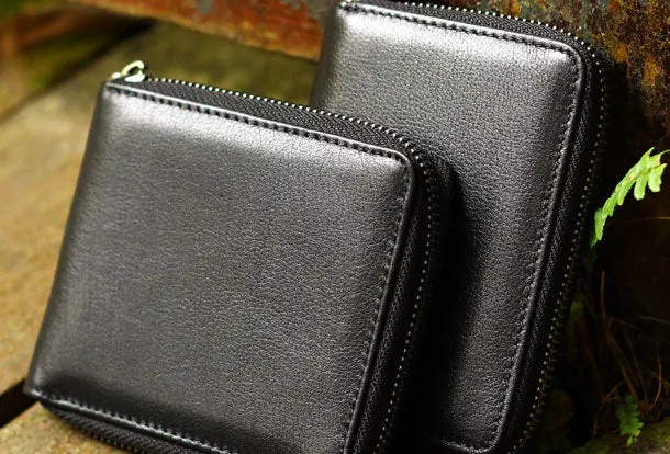 Mens Leather Wallet billfold Leather Wallet Small Slim Bifold Wallet For Men