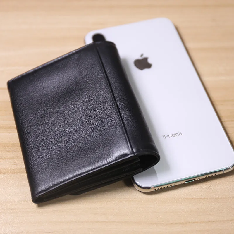 Minimalist Womens Green Leather Billfold Wallet Small Wallet with Coin Pocket Slim Wallet for Ladies
