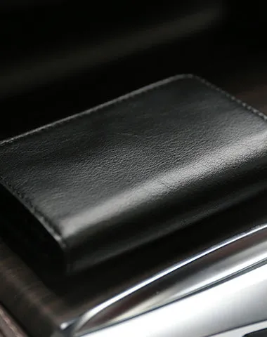 Minimalist Womens Green Leather Billfold Wallet Small Wallet with Coin Pocket Slim Wallet for Ladies