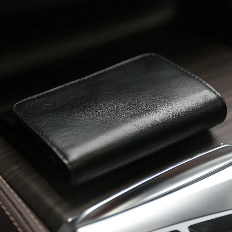 Minimalist Womens Green Leather Billfold Wallet Small Wallet with Coin Pocket Slim Wallet for Ladies