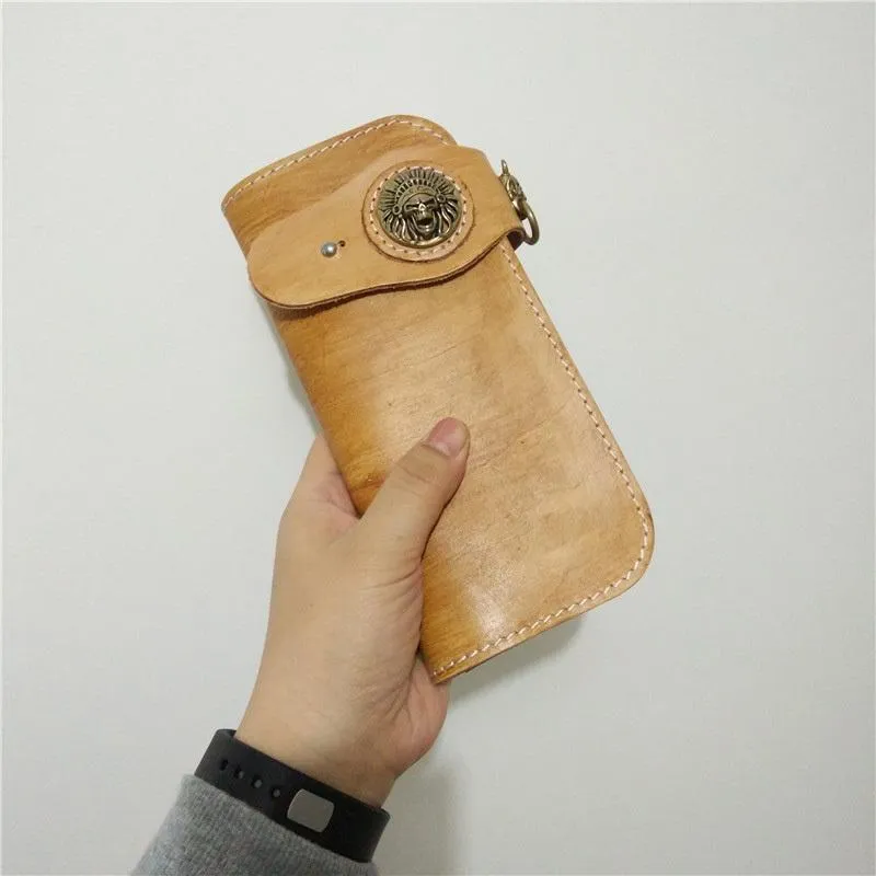 [On Sale] Badass Mens Leather Biker Chain Wallet Handmade Long Biker Wallet with Chain