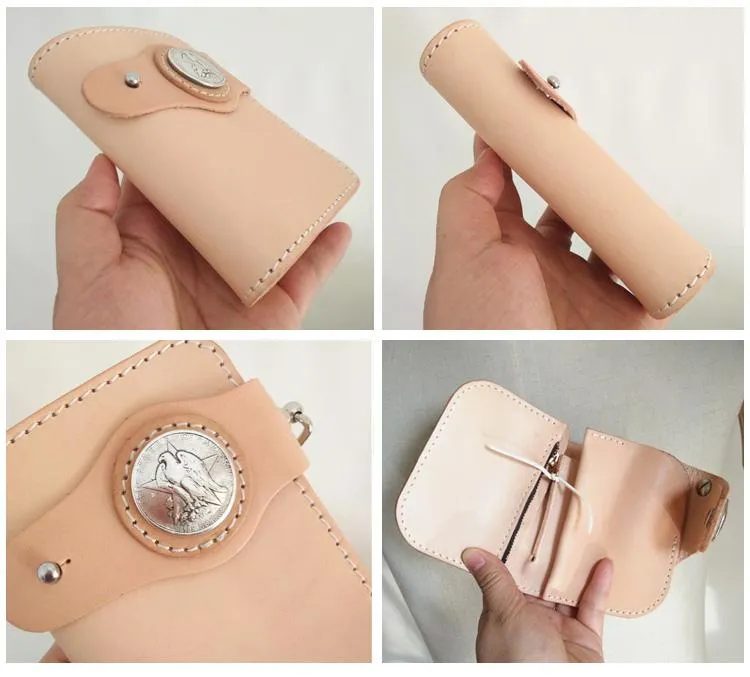 [On Sale] Handmade Mens Leather Biker Chain Wallet Cool Small Biker Wallet with Chain