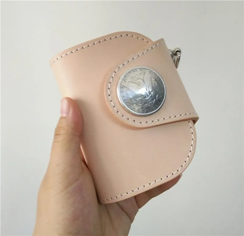 [On Sale] Handmade Mens Leather Biker Chain Wallet Cool Small Biker Wallet with Chain