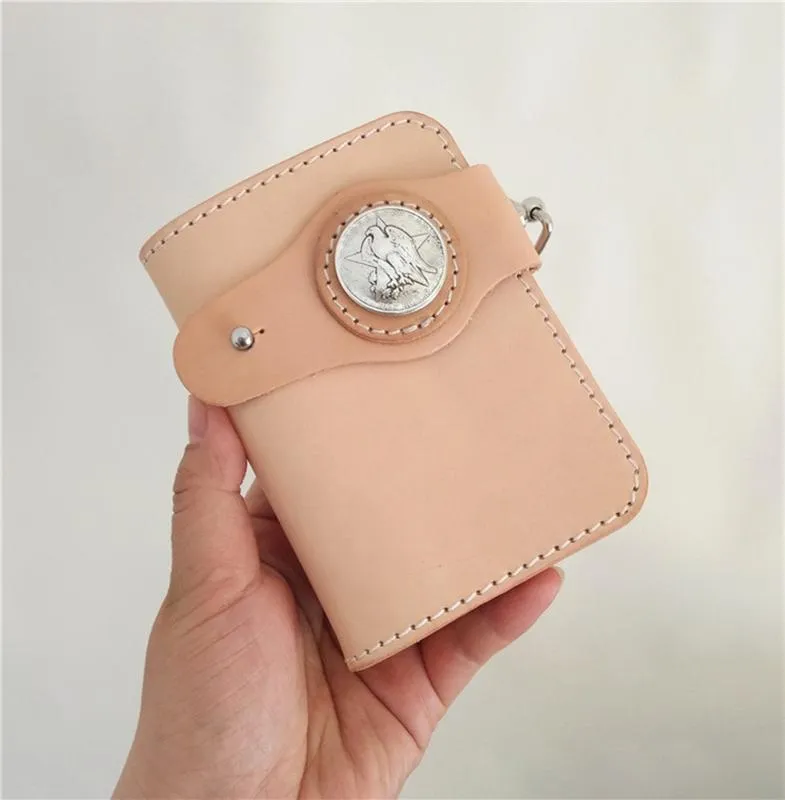 [On Sale] Handmade Mens Leather Biker Chain Wallet Cool Small Biker Wallet with Chain