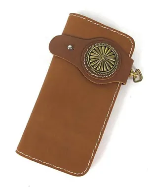 [On Sale] Handmade Mens Long Biker Wallet with Chain Cool Leather Biker Chain Wallet
