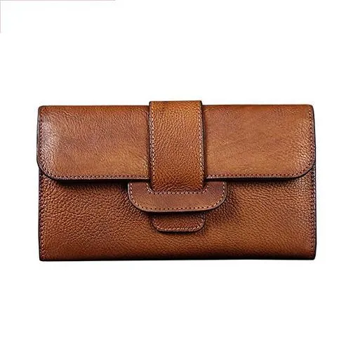 Purple Vintage Leather Wallet Womens Blue Long Wallet Womens Red Clutch Purse for Ladies