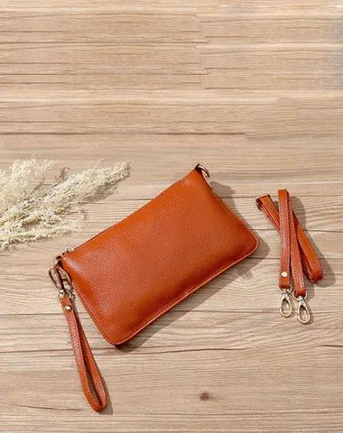 Red Leather Wristlet Wallet Womens Small Minimalist Shoulder Purse Zip Crossbody Purse Slim Shoulder Bag for Women